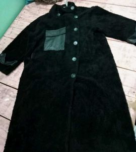 Cozy Black Longline Fleece Coat