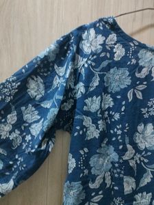 Blue Floral Print Kurta