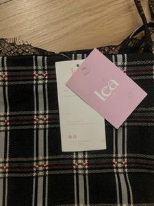 Lea clothing co Chic Plaid Crop Top with Lace Trim
