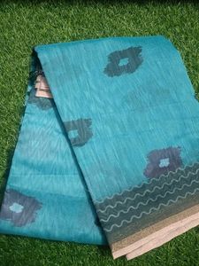 Beautiful Teal Saree with Floral Print