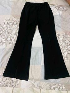 Black Flared Split Pants