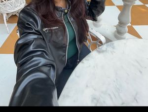 Black Cropped Faux Leather Jacket