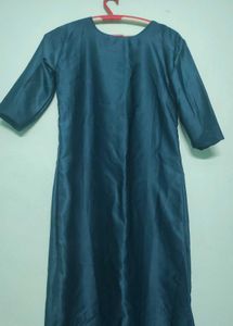 Teal Kurta with Embroidered Neckline