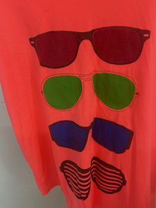 Neon Orange Tank Top with Sunglasses Print