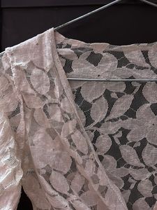 Sheer Lace Cropped Tie-Front Top