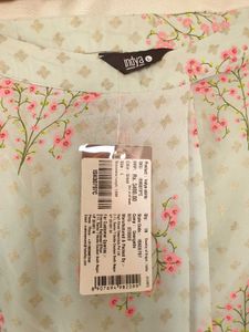 Sage Floral Foil Pre- Stitched Saree
