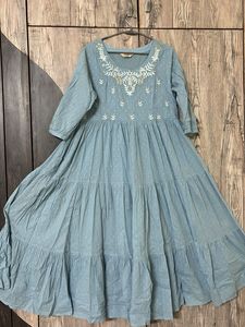 Elegant Blue Embroidered Dress