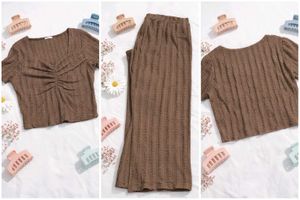 Brown Textured Two-Piece Set