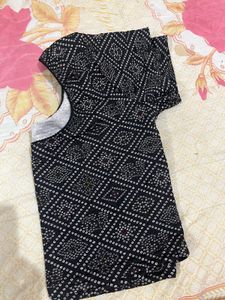 Black Bandhani Print Blouse