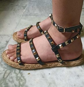 H&amp;M Studded Black Flat Sandals