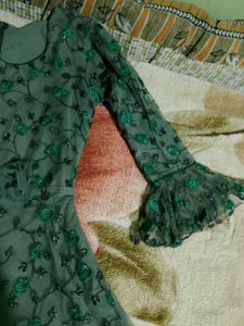 Elegant Green Floral Net Gown