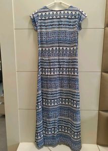 Blue &amp; White Printed Maxi Dress in M