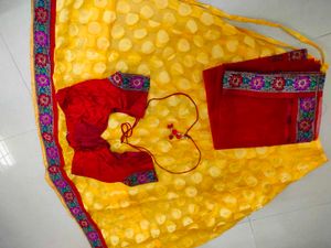 Vibrant Yellow &amp; Red Lehenga Choli Set