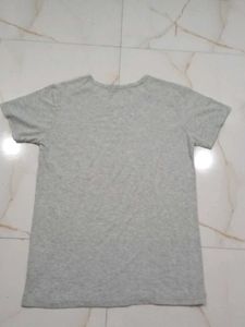 Grey Lace Embellished T-Shirt