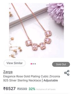 GoldPlated 925 Silver necklace with BabyPink CZ