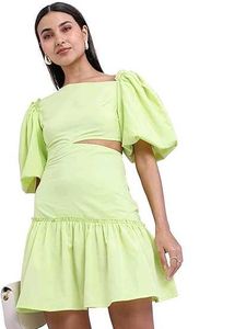 Lime Green Ruffled Mini Dress