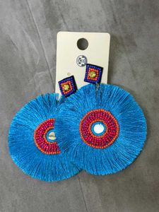 Boho Blue Tassel Earrings