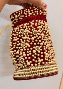Shadi Embellished Velvet Potli Bag