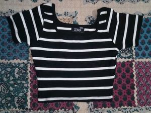 Striped Square Neck Crop Top