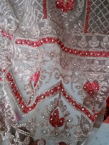 Red Embellished Ethnic Gown Chain Damage