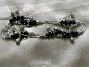 Stunning Black Crystal Anklets with bells