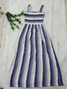 Blue Striped Maxi Dress with pockets