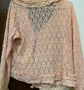 Plus size  Lace Button-Up Blouse