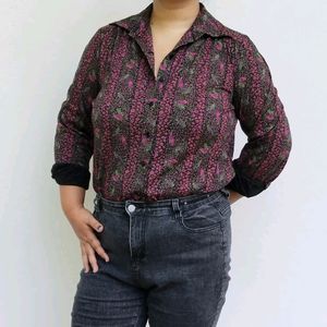 'Birds-on-a-perch' Vintage Blouse