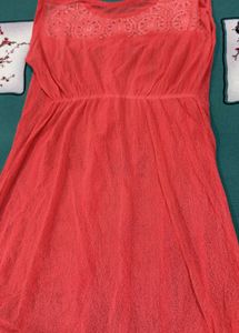 Red Lace Net Neckline top