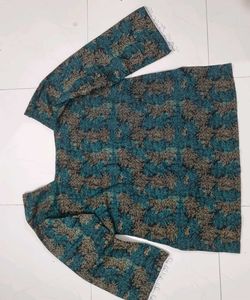 Elegant Printed Kurta with Embellished Sleeves