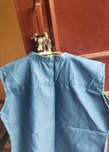 Denim Sleeveless Top with Lace