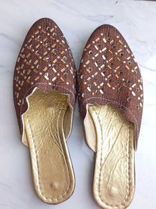 Embellished Brown Mules