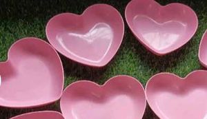 10 Pink Heart-Shaped Serving Bowls