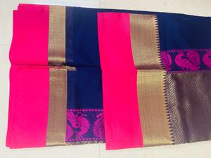 Semi Silk Jarcaud Navyblue Saree