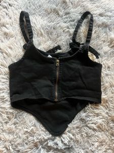Black Denim Corset Top
