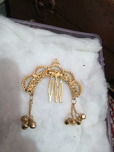 Gold Tone Hair Comb with Hanging Bells