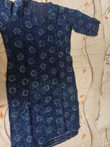 Blue Block Print Cotton 3 piece SALWAR