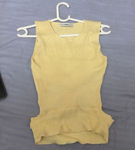 ZARA Yellow Ribbed Sleeveless Top