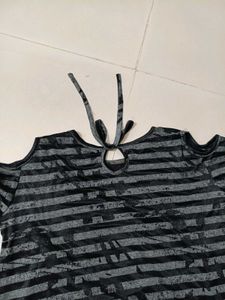 Striped Cold Shoulder Top