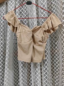 Ruched Off-Shoulder Ruffle Top