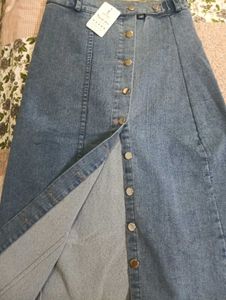 Denim Button-Front Maxi Skirt