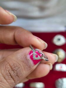 92.5 Heart-Shaped Silver Ring  with hallmark