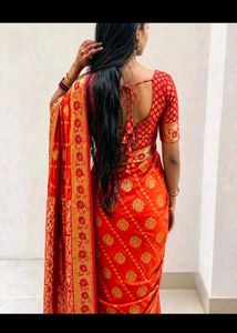 Stunning Red &amp; Gold Banarasi Silk Saree