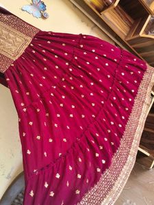 Elegant Burgundy Tiered Gown