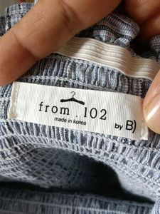 Grey Plaid Smocked Puff Sleeve Top