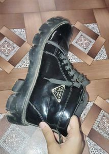 Glossy Black Chunky Boots