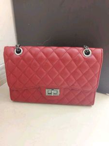 Chic Red Quilted Chain Shoulder Bag