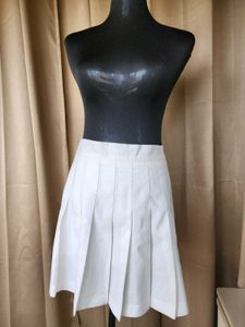 White Pleated Mini Skirt