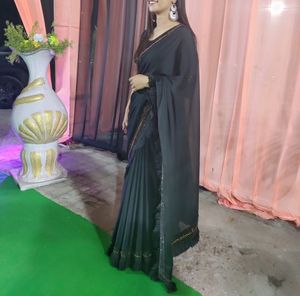 Black Party Wear Georgette Saree With Blouse