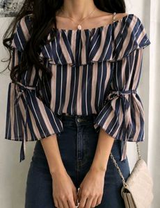 New with tag Striped Ruffle Sleeve Top